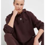 Brązowa bluza nierozpinana adidas Originals z kapturem, gładkie IK3998 / 04066763087012 Bluzy damskie nierozpinane myBaze.com