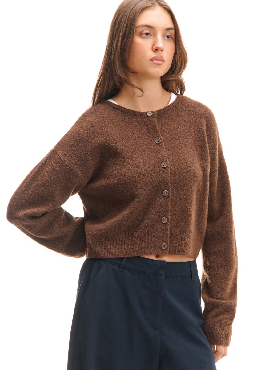 brazowy-kardigan-102tfr.jpg Brązowy sweter kardigan basic CROPP 455FL 88X - obrazek 1