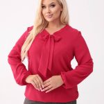 Elegancka czerwona bluzka Livia z wiązaniem PLUS SIZE XXL OVERSIZE