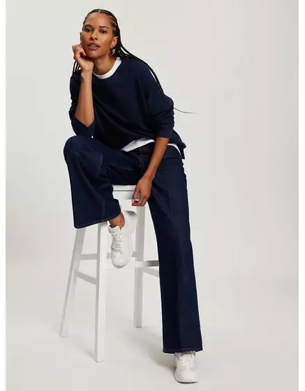 granatowa-bluza-damska-433zgi.webp Bluza damska granatowa bez kaptura 65444 001 NAVY - obrazek 1