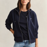 Bluza damska z kapturem relaxed fit granatowa