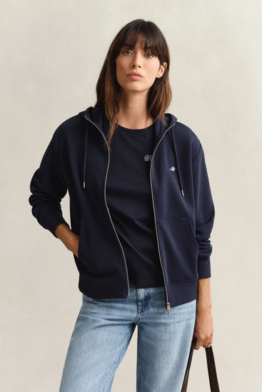 granatowa-bluza-damska-487ktj.png Bluza damska z kapturem relaxed fit granatowa - obrazek 1