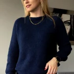 Sweter damski z alpaki granatowy