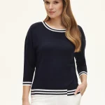 GRANATOWY SWETER DAMSKI Z RĘKAWEM 3/4 PINELA ANCORA