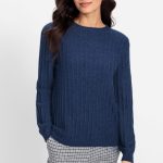 Granatowy sweter damski Henny z łańcuszkowym ściegiem Urban Code | Sklep Online Olsen