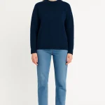 Damski Granatowy Sweter, Imitacja Wełny
