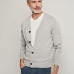 Szary kardigan męski z bawełny KARMT 0003 91(W24)