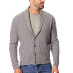 Sweter męski kardigan popielaty 80% wełny