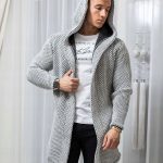 Sweter Męski Rozpinany Kardigan z Kapturem Narzutka Bez Zapięcia XL