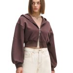 Brązowa krótka bluza z kapturem CROPP 925CT 83X