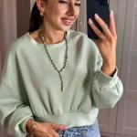 Krótka bluza oversize matcha Bluza ZuzuOfficial