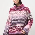 Sweter z domieszką wełny damski żakardowy kolor multicolor RW25 SWD913