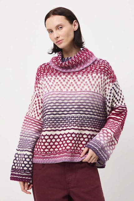 medicine-swetry-102hpc-1.jpg Sweter z domieszką wełny damski żakardowy kolor multicolor RW25 SWD913 - obrazek 1