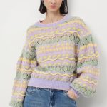 Medicine sweter z domieszką wełny damski kolor multicolor ciepły