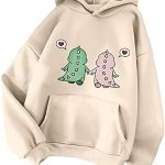Modne bluzy damskie z nadrukiem ze sznurkiem luźna bluza z kapturem na co dzień bluzka z długim rękawem top bluza młodzieńcza i piękna bluza, BEŻOWY, M : Amazon.pl: Moda