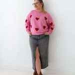 Bluza damska oversize czerwone serca candy pink