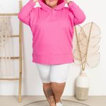Bluza z Kapturem Oversize AWAY różowa Plus Size 44 56