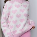 Sweter w serca Kolor kremowy SINSAY 402GZ 01X