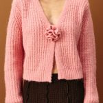 Sweter z dekoltem V Kolor różowy SINSAY 428FJ 39X