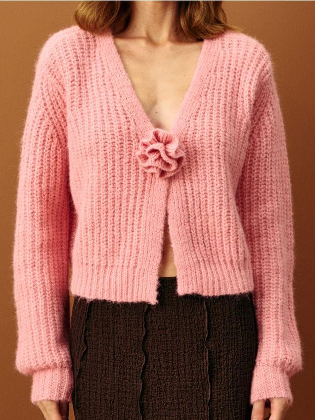 sinsay-sweter-797pyq-1.jpg Sweter z dekoltem V Kolor różowy SINSAY 428FJ 39X - obrazek 1