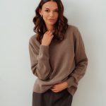 Sweter z wełny merino i kaszmiru LANA TAUPE XS/S