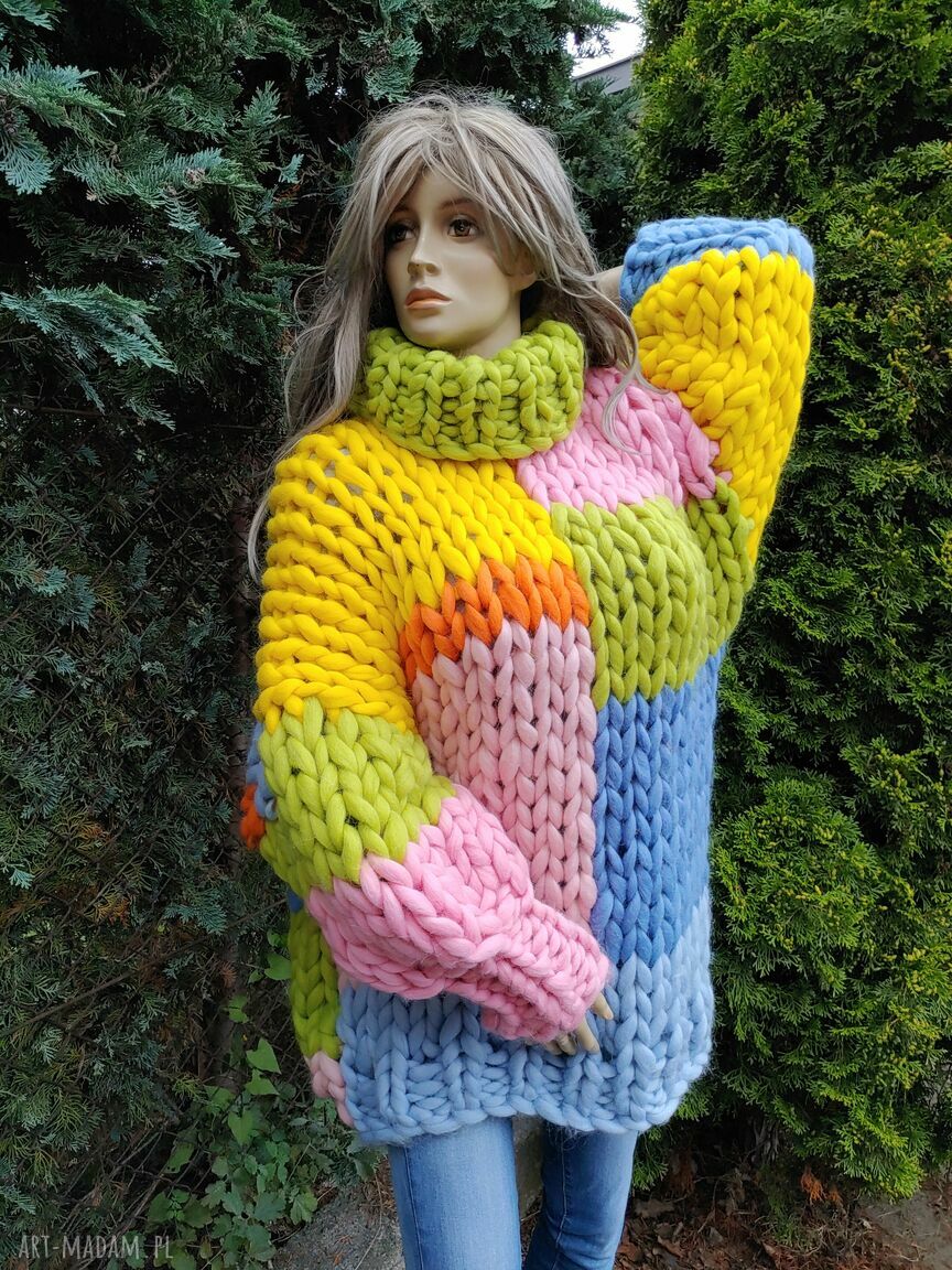 sweter-z-welna-909tyd.jpg Wełniany sweter patchworkowy z grubej wełny merynosa - obrazek 1