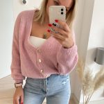 Sweter damski rozpinany Lea jasny róż