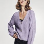 Liliowy sweter rozpinany damski KARDT 0024 75(Z21)