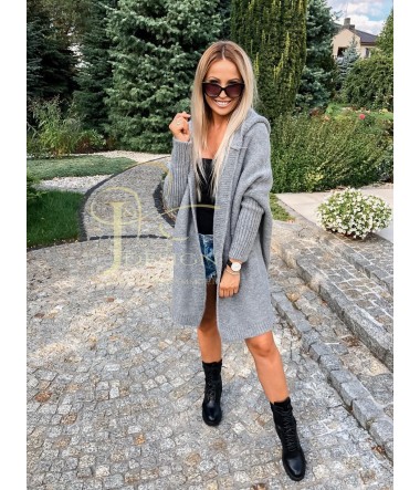 sweterek-rozpinany-damski-553bgo-1.jpg Długi kardigan z kapturem oversize damski Beti - obrazek 1