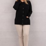 Sweter damski rozpinany czarny Duże rozmiary Femimoda.pl