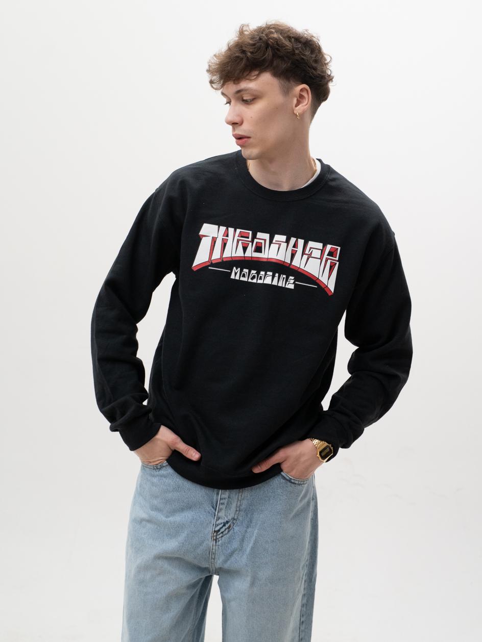 thrasher-bluza-984gge-1.jpg Bluza Bez Kapturem Męska Czarna Thrasher Firme Logo - obrazek 1