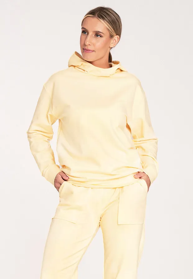 zolta-bluza-damska-449imm.webp Bluza damska z kapturem żółta bluza damska M1034 rozmiar XL Figl.pl - obrazek 1