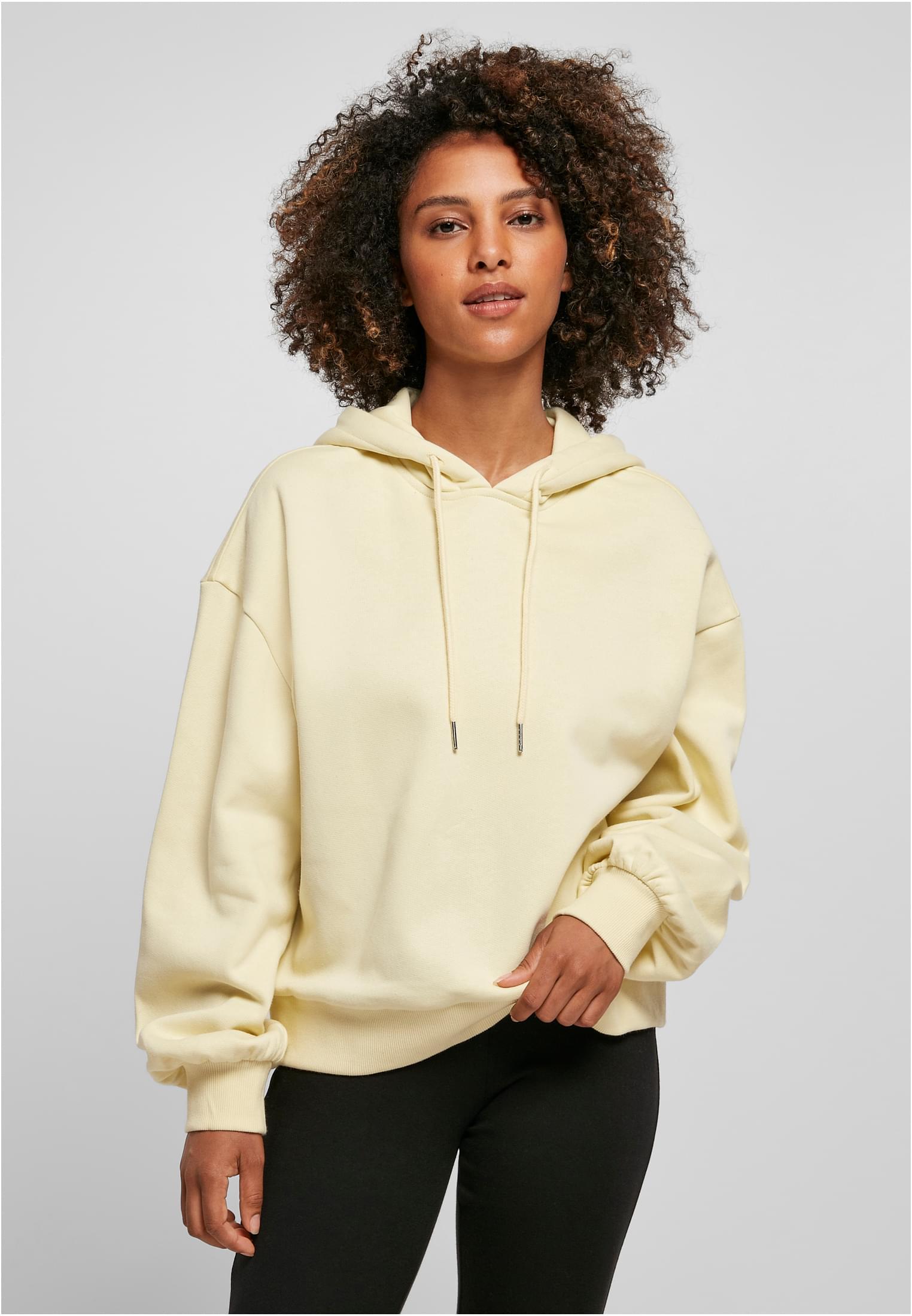 zolta-bluza-damska-652lkg.jpg Bluza Z Kapturem Oversize Damska Żółta Build Your Brand BY183 No Logo - obrazek 1